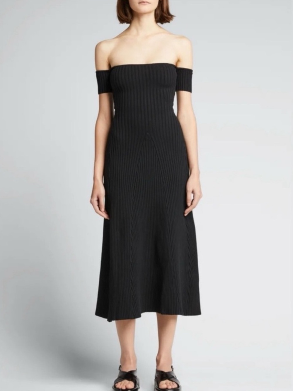 Anna Quan NWT Valarie Off-Shoulder Ribbed Knit Midi Dress Size 2